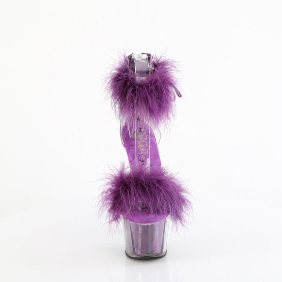 Pleaser Adore 724F Purple Marabou Platform Heels Sandal - Picture 5 of 5